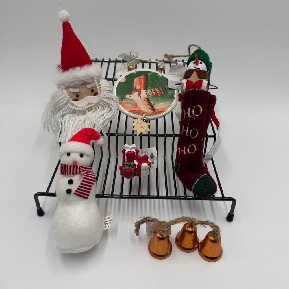 Assorted Christmas Ornament Lot Flocked Santa Snowman‎ Stocking Bells Decor NEW